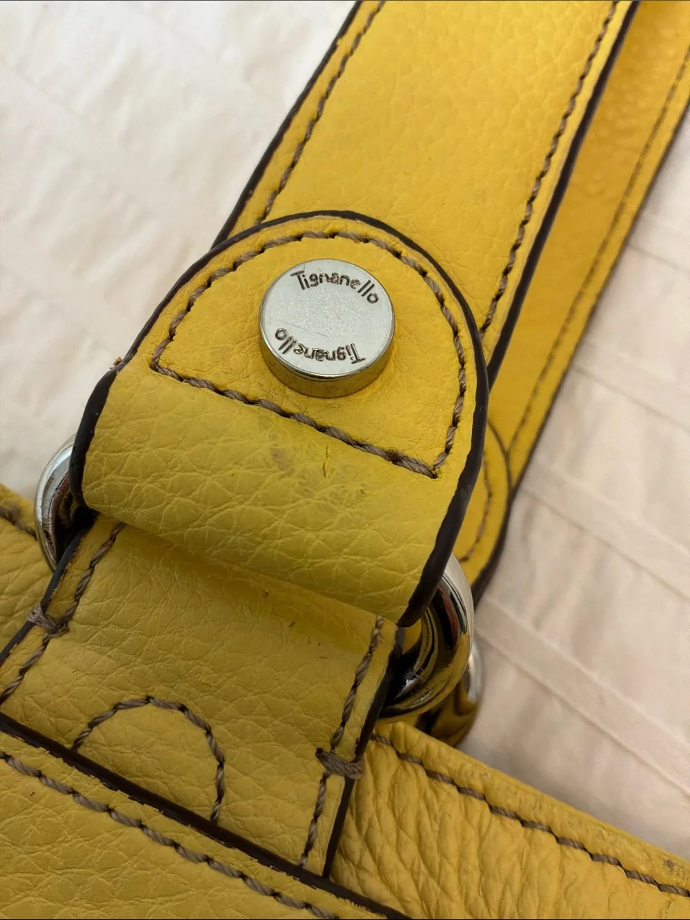 Tignanello Yellow Leather Hand Bag